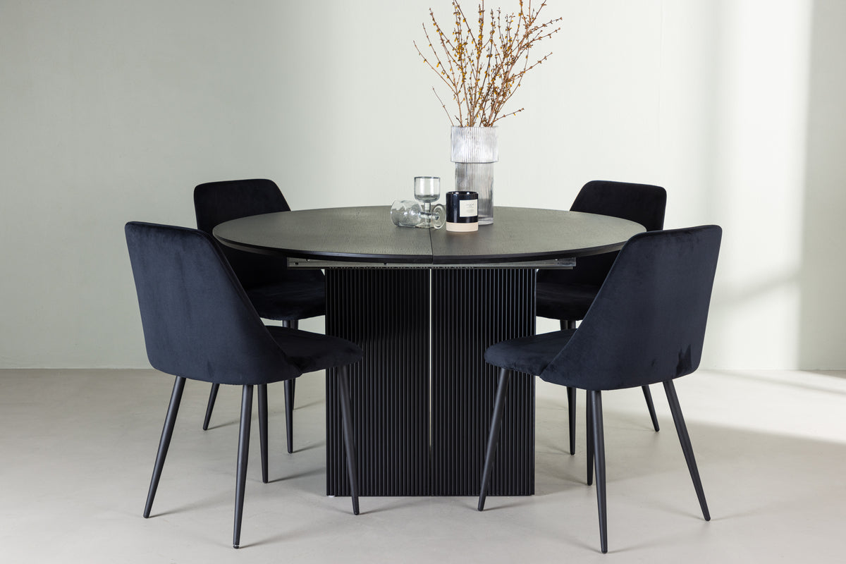 Dining Chair 2-pack Black + Round Dining Table ø130 Black