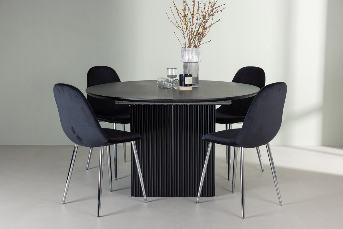 Dining Chair 2-pack Black + Round Dining Table ø130 Black