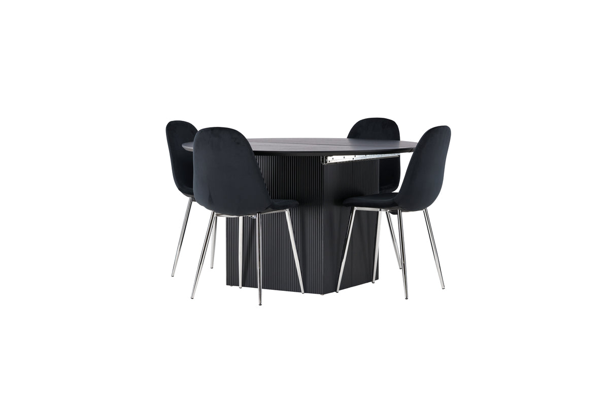 Dining Chair 2-pack Black + Round Dining Table ø130 Black