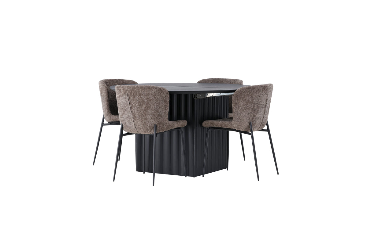 Dining Chair 2-pack Dark Grey + Round Dining Table ø130 Black