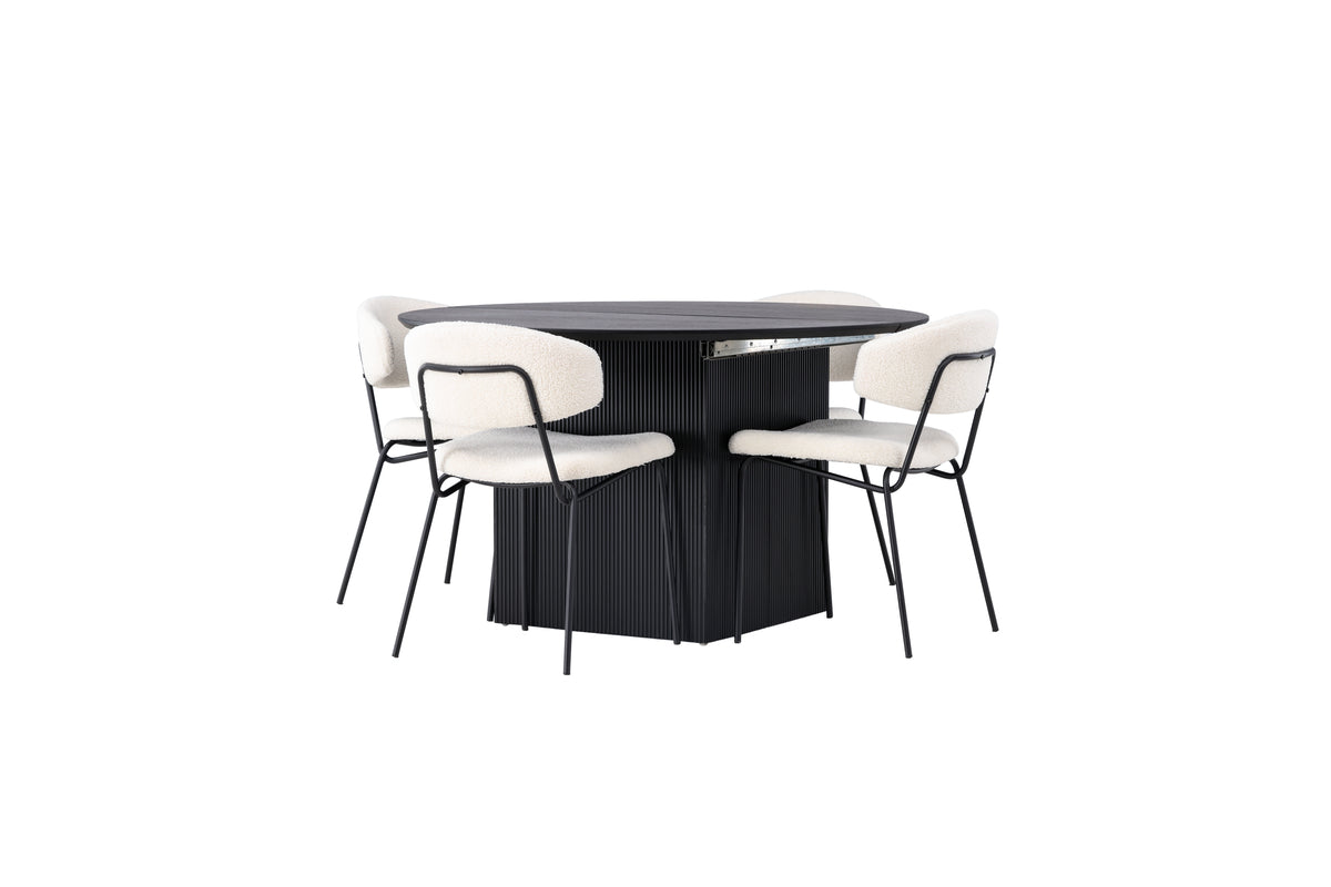 Dining Chair 2-pack White + Round Dining Table ø130 Black