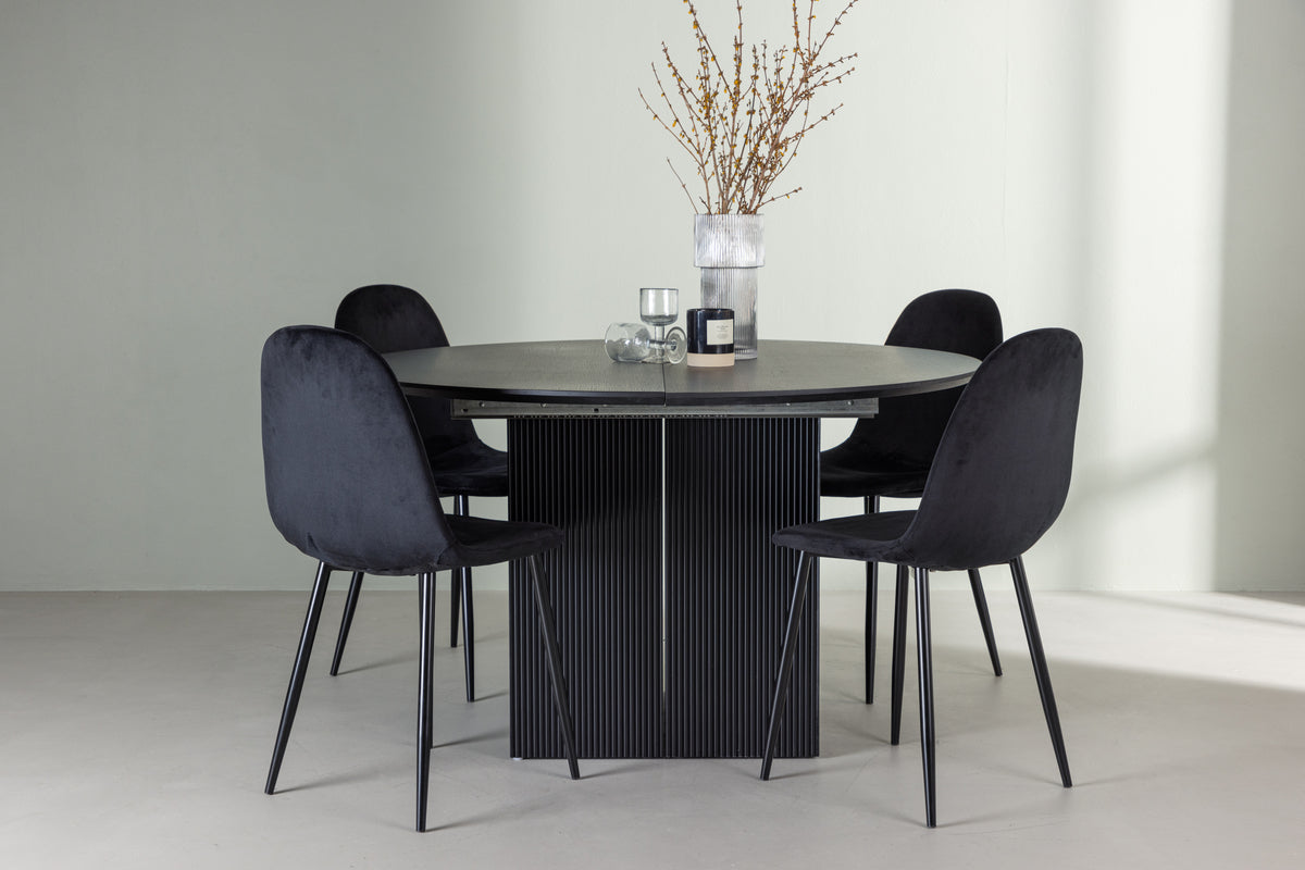 Dining Chair 2-pack Black + Round Dining Table ø130 Black