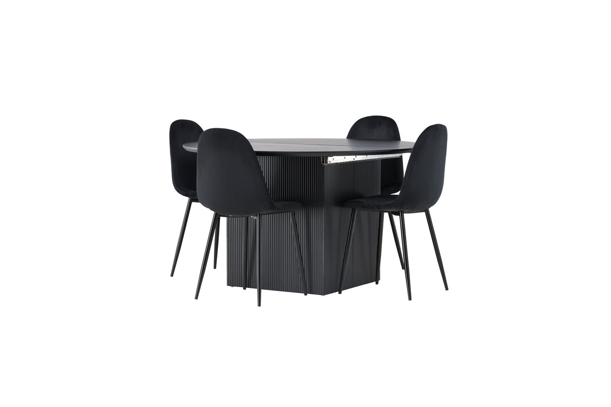 Dining Chair 2-pack Black + Round Dining Table ø130 Black