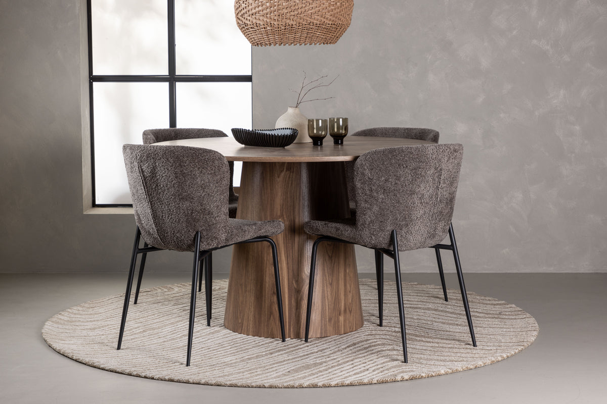 Dining Chair 2-pack Dark Grey + Round Dining Table ø120 Nature