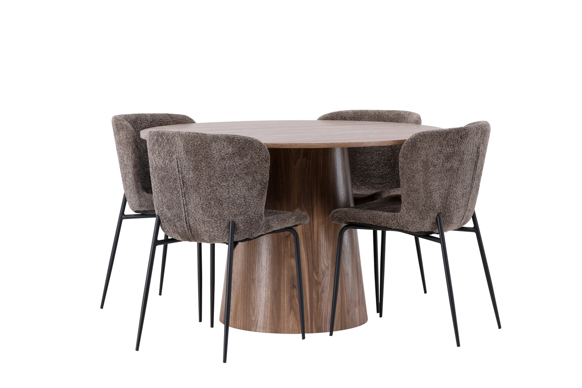 Dining Chair 2-pack Dark Grey + Round Dining Table ø120 Nature
