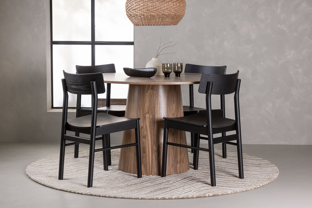 Dining Chair 2-pack Black + Round Dining Table ø120 Nature