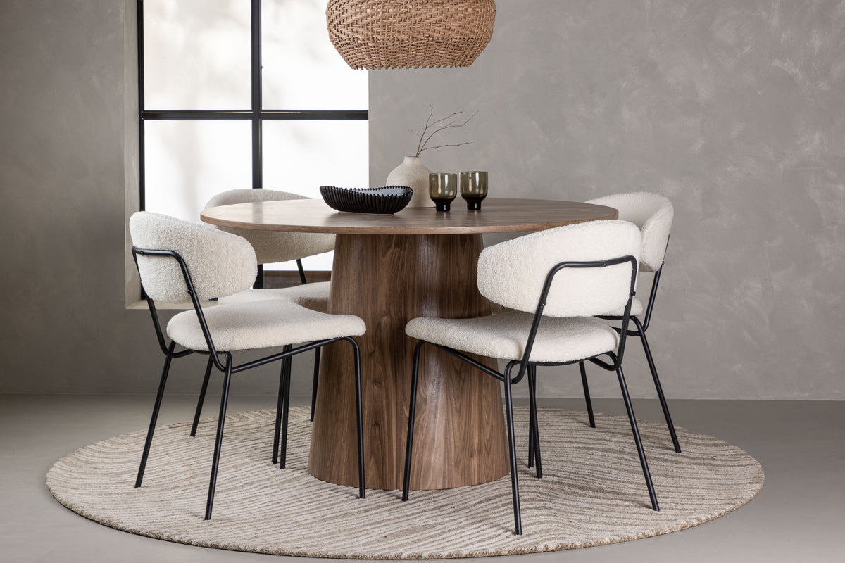 Dining Chair 2-pack White + Round Dining Table ø120 Nature
