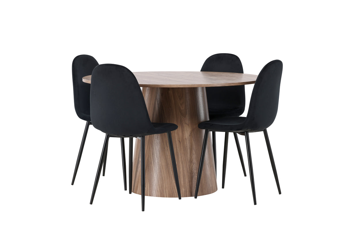 Dining Chair 2-pack Black + Round Dining Table ø120 Nature