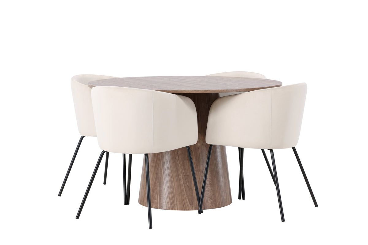 Dining Chair Beige + Round Dining Table ø120 Nature