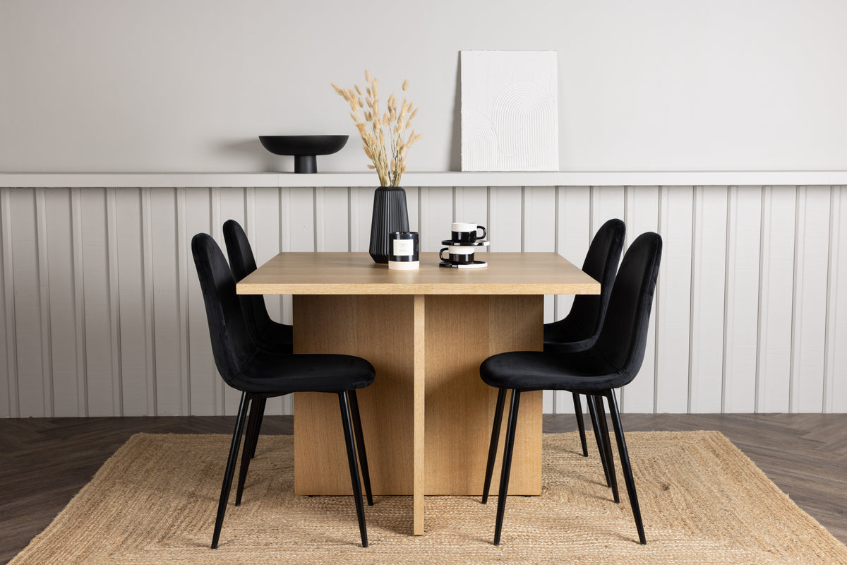 Dining Chair 2-pack Black + Rectangular Dining Table 100 x 100 Nature