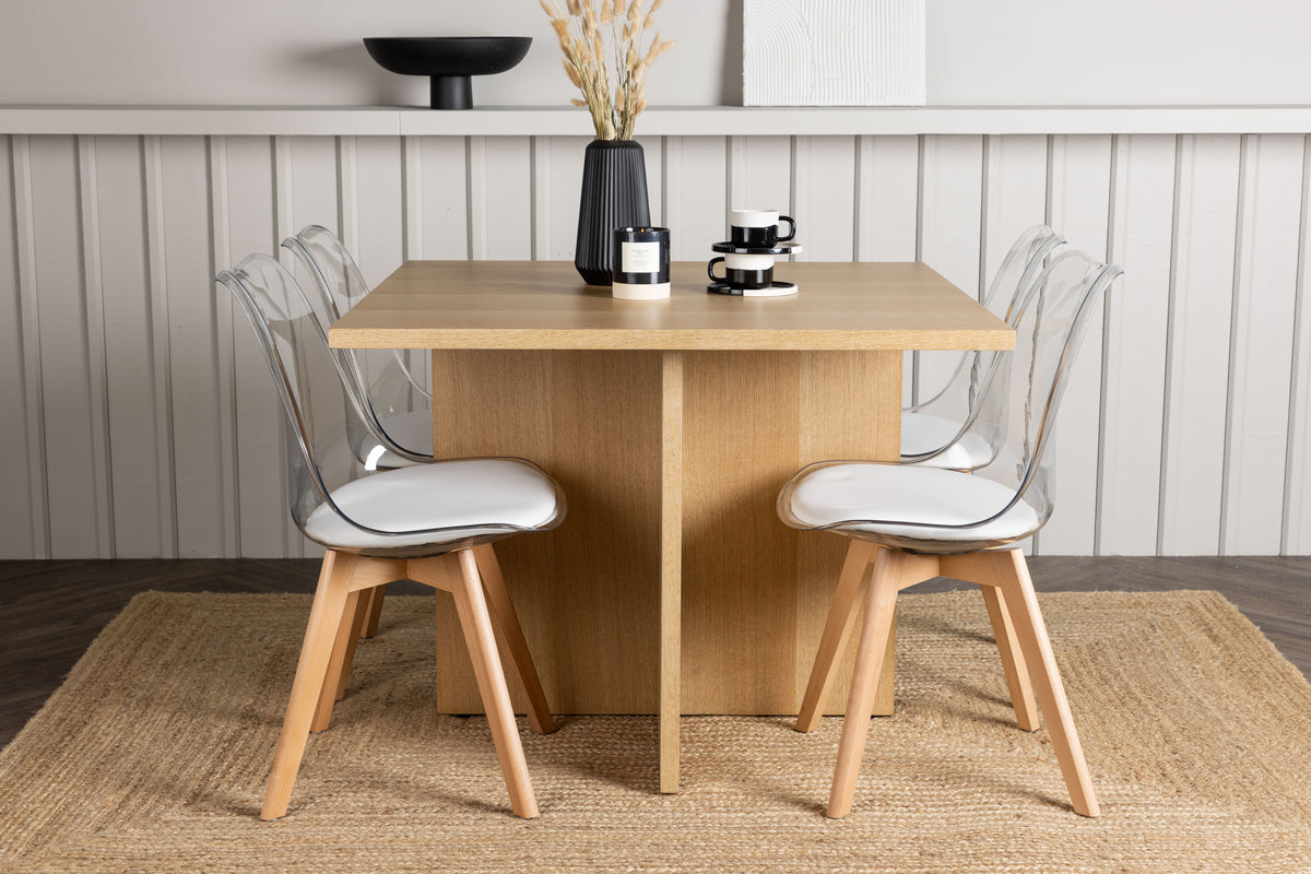 Dining Chair 2-pack Nature + Rectangular Dining Table 100 x 100 Nature