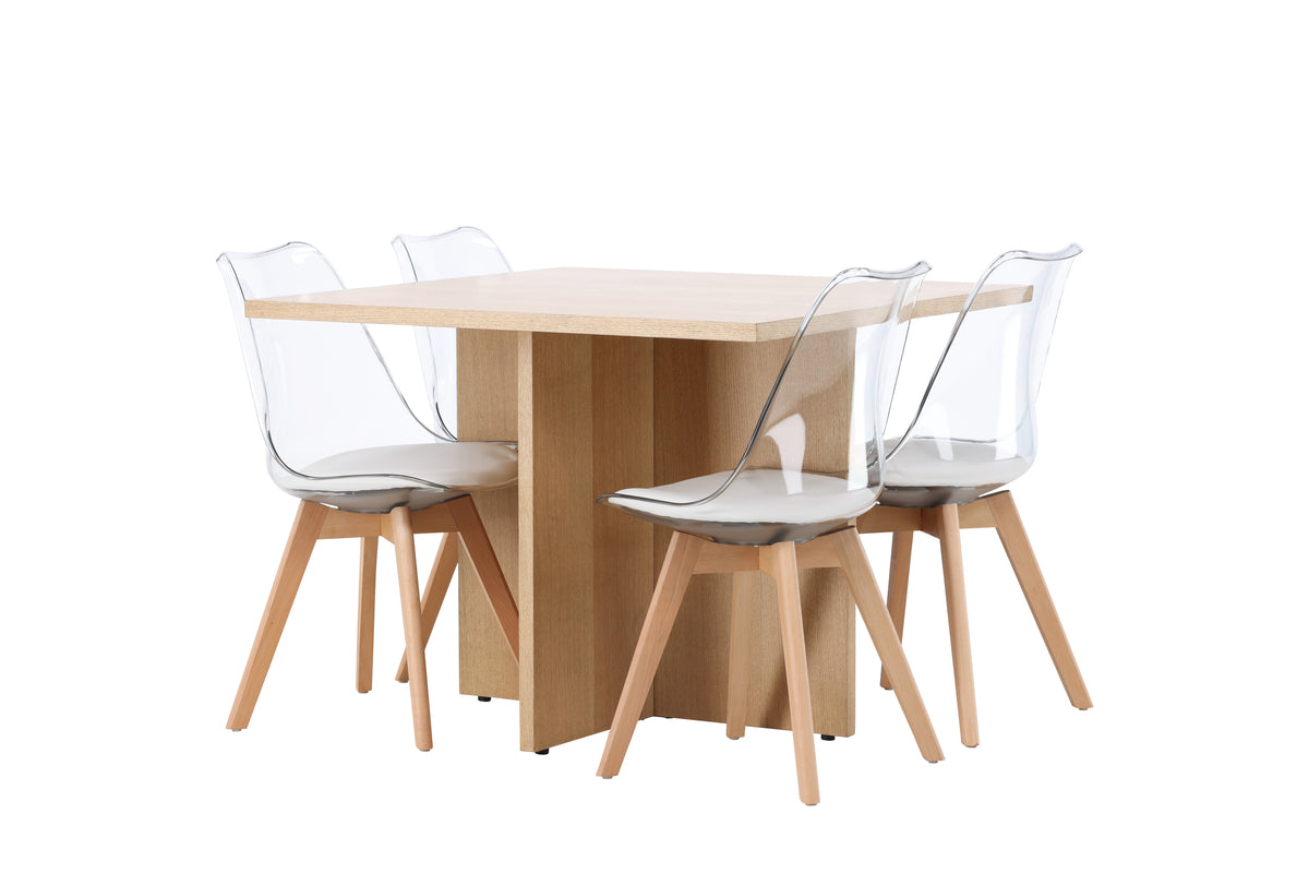 Dining Chair 2-pack Nature + Rectangular Dining Table 100 x 100 Nature