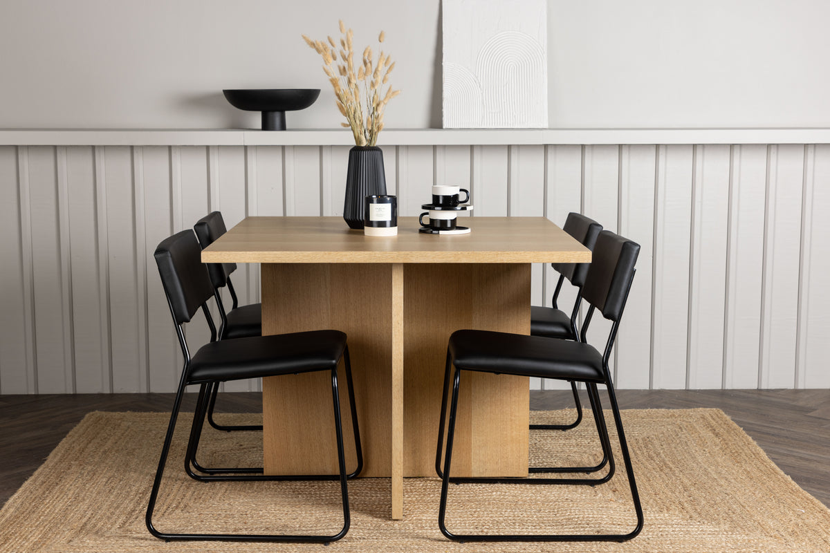 Dining Chair 2-pack Black + Rectangular Dining Table 100 x 100 Nature