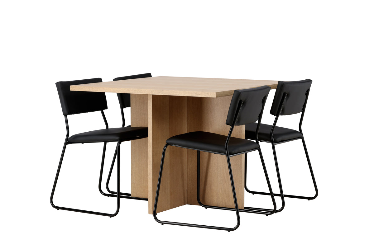 Dining Chair 2-pack Black + Rectangular Dining Table 100 x 100 Nature