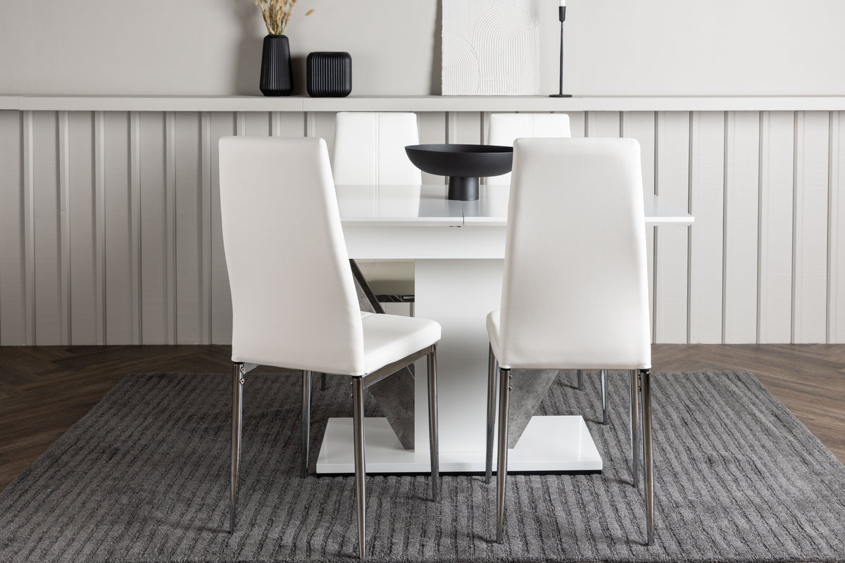 Rectangular Dining Table 80 x 120 White + Dining Chair 2-pack White