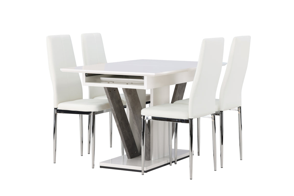 Rectangular Dining Table 80 x 120 White + Dining Chair 2-pack White