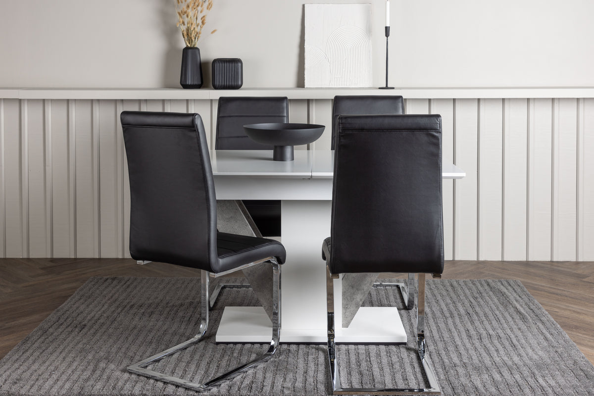 Dining Chair 2-pack Black + Rectangular Dining Table 80 x 120 White