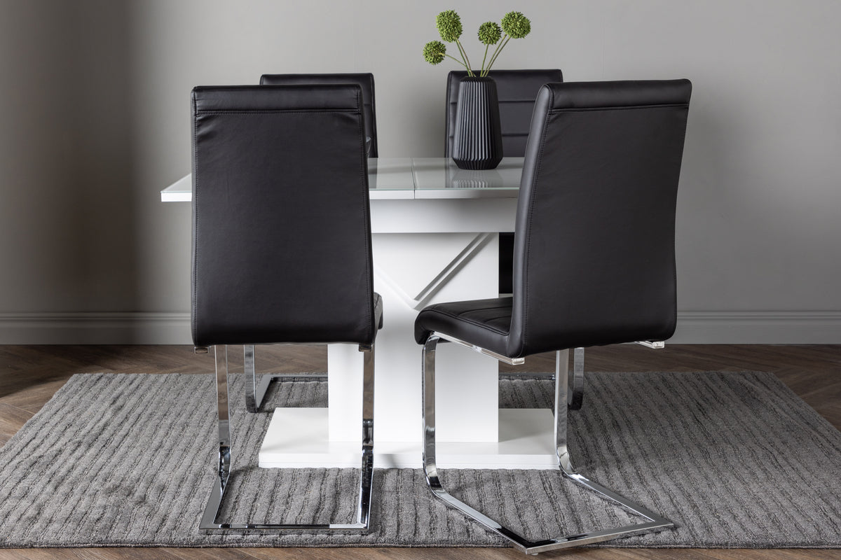Dining Chair 2-pack Black + Rectangular Dining Table 90 x 120 White