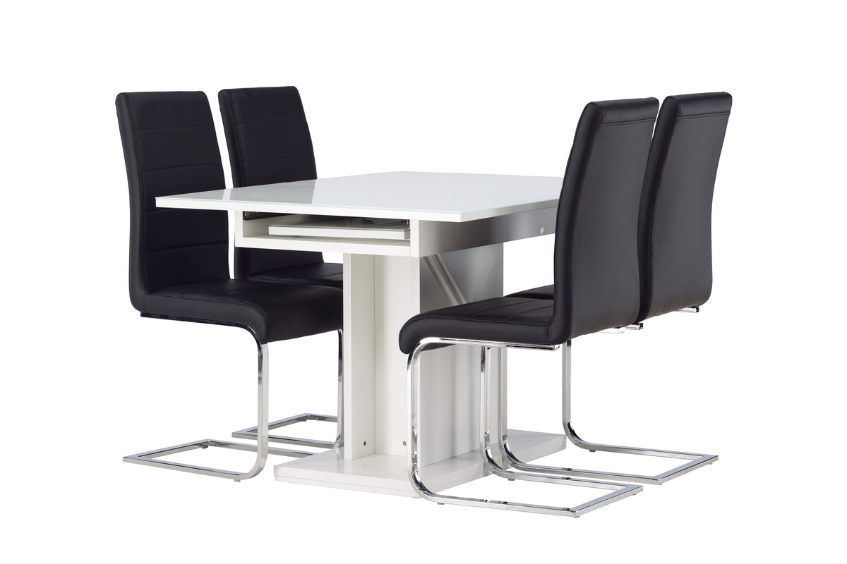Dining Chair 2-pack Black + Rectangular Dining Table 90 x 120 White