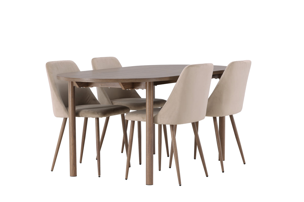 Oval Dining Table 90 x 180 Nature + Dining Chair 2-pack Brown