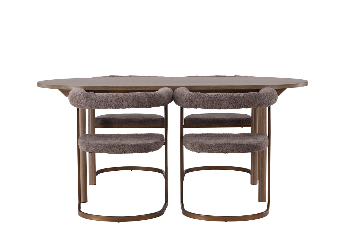 Oval Dining Table 90 x 180 Nature + Dining Chair 2-pack Brown