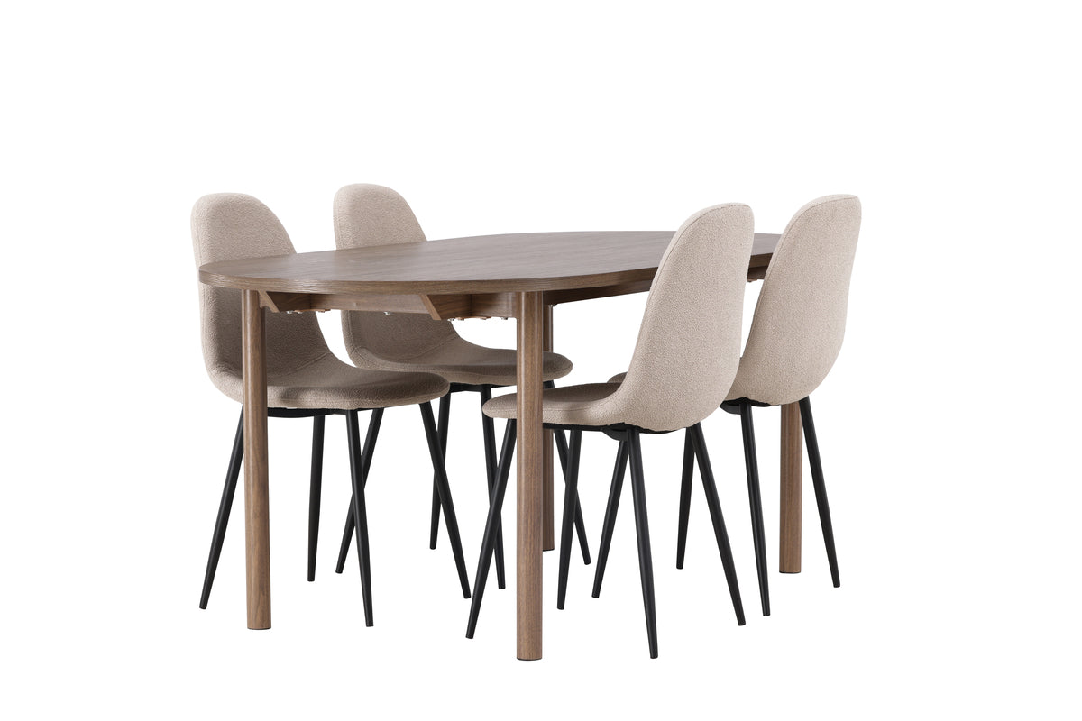 Dining Chair 2-pack Beige + Oval Dining Table 90 x 180 Nature