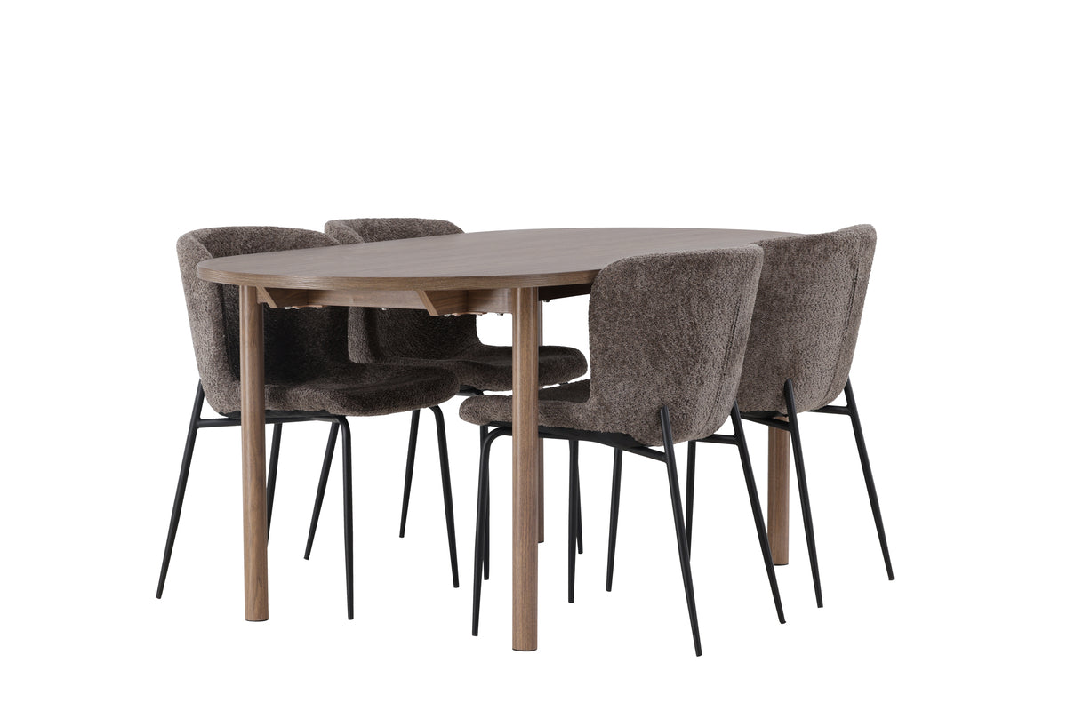Dining Chair 2-pack Dark Grey + Oval Dining Table 90 x 180 Nature