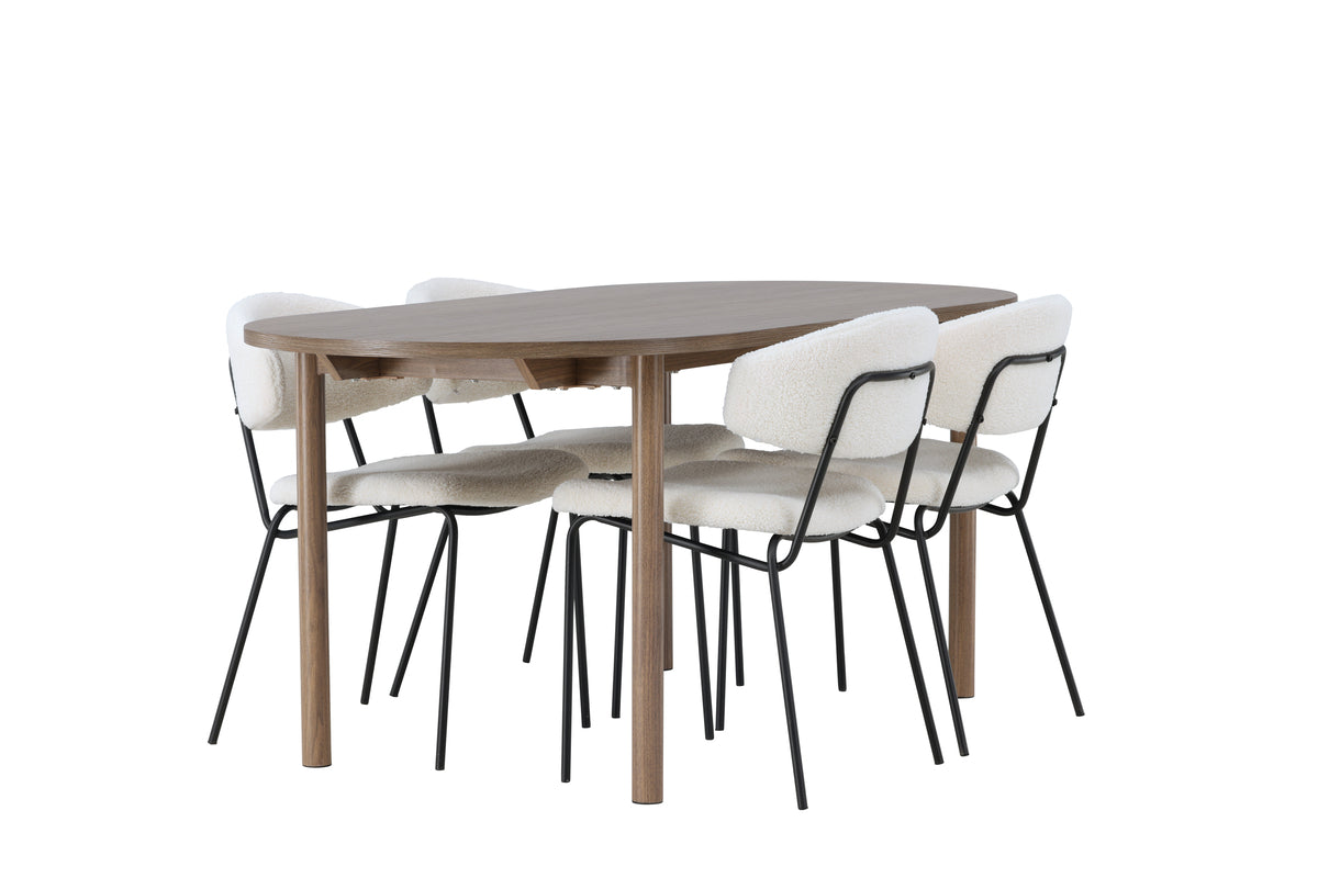 Dining Chair 2-pack White + Oval Dining Table 90 x 180 Nature