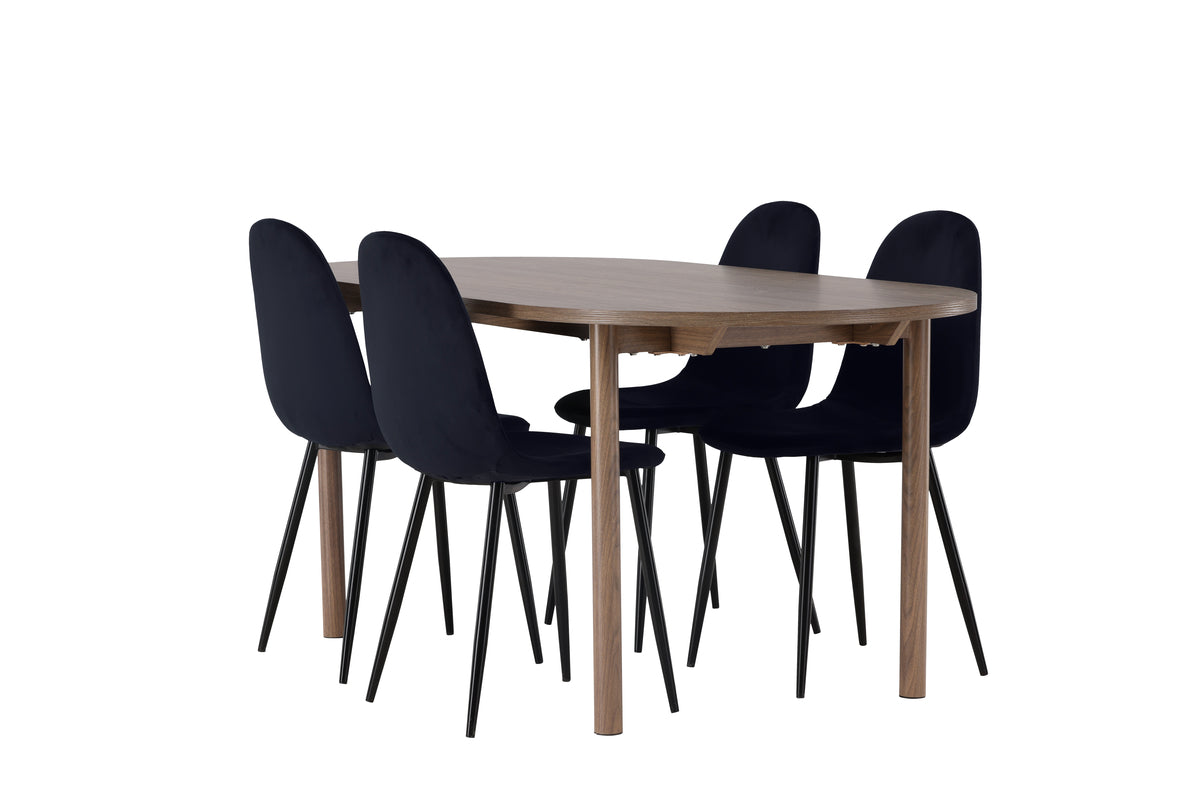 Dining Chair 2-pack Black + Oval Dining Table 90 x 180 Nature