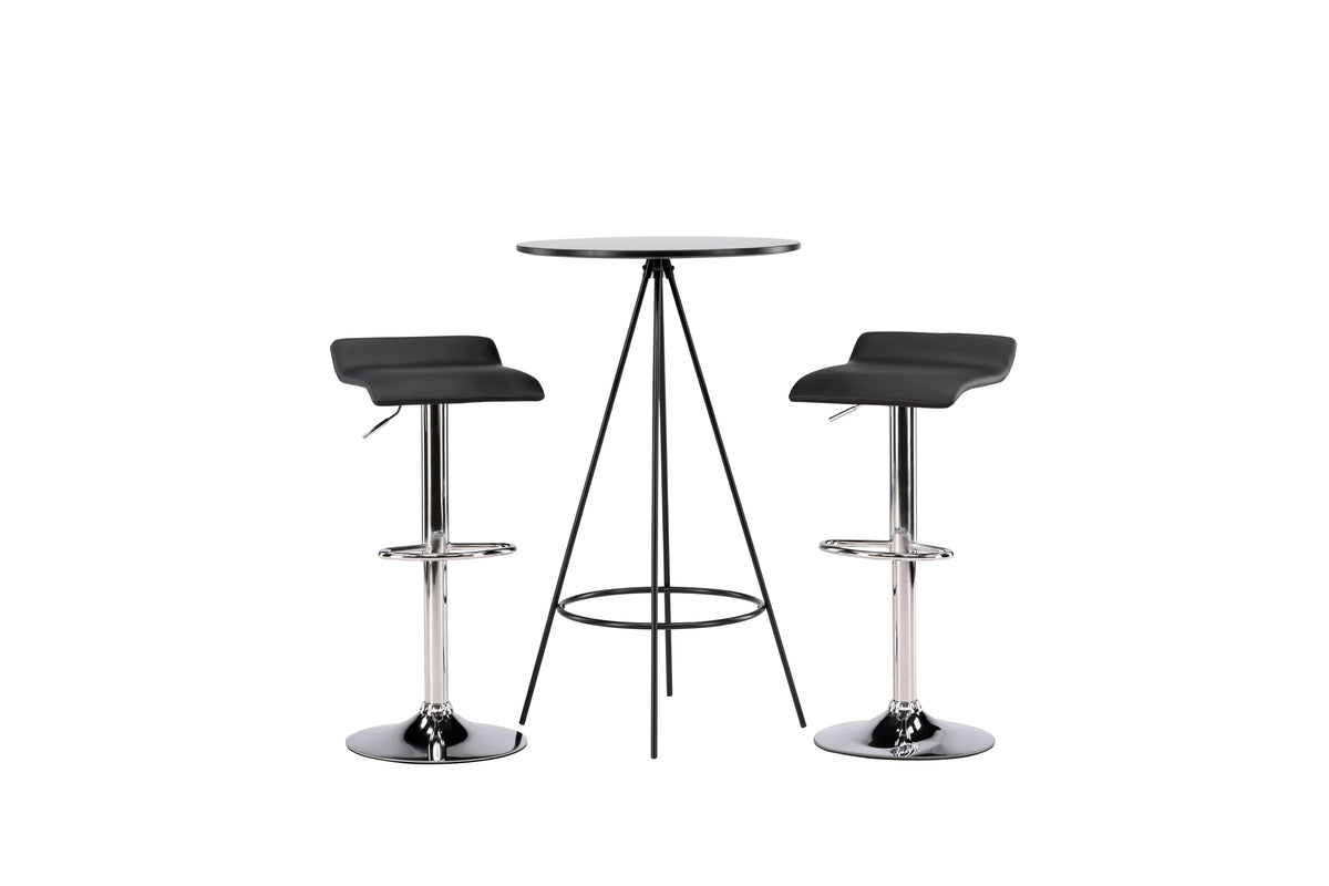 Bar Chair 2-pack Black + Bar Table ø60 Black