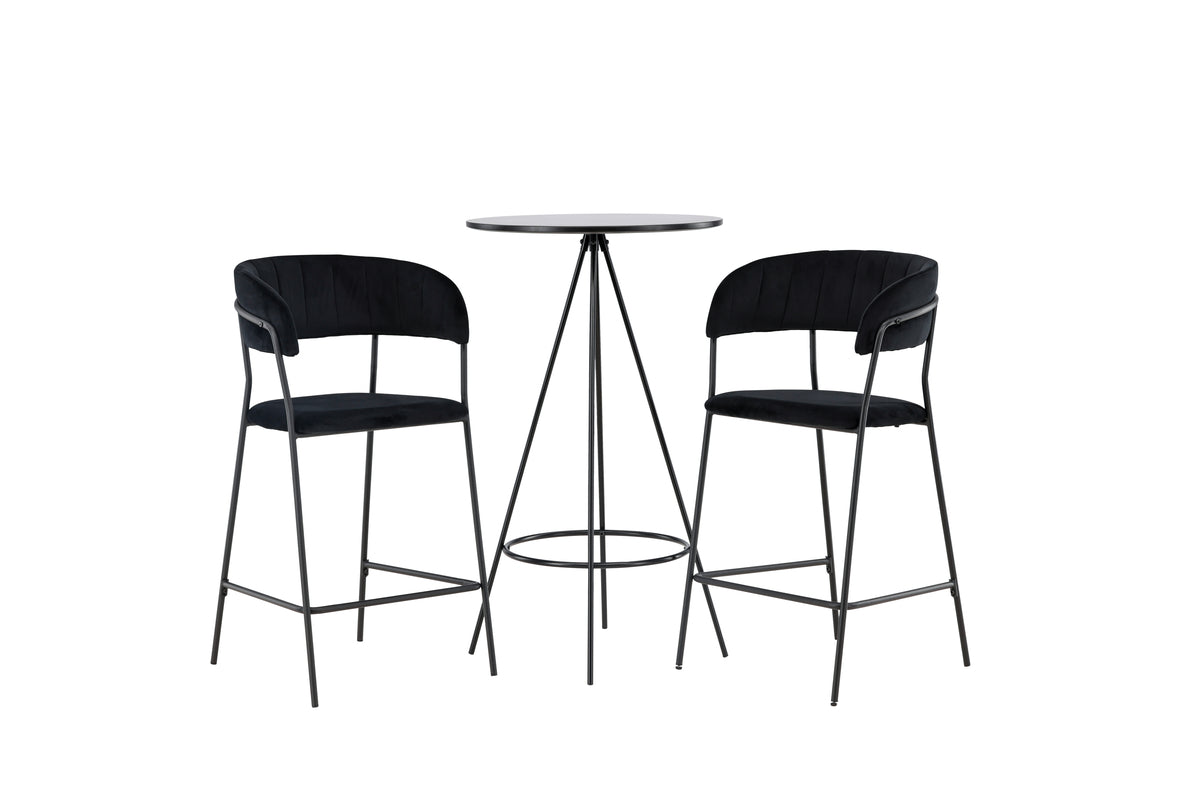 Bar Chair 2-pack Black + Bar Table ø60 Black