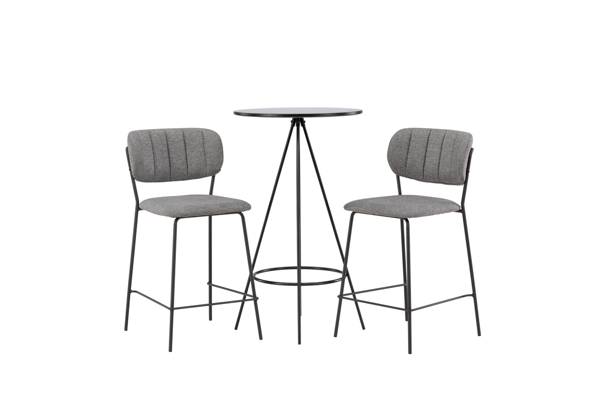 Bar Chair 2-pack Grey + Bar Table ø60 Black