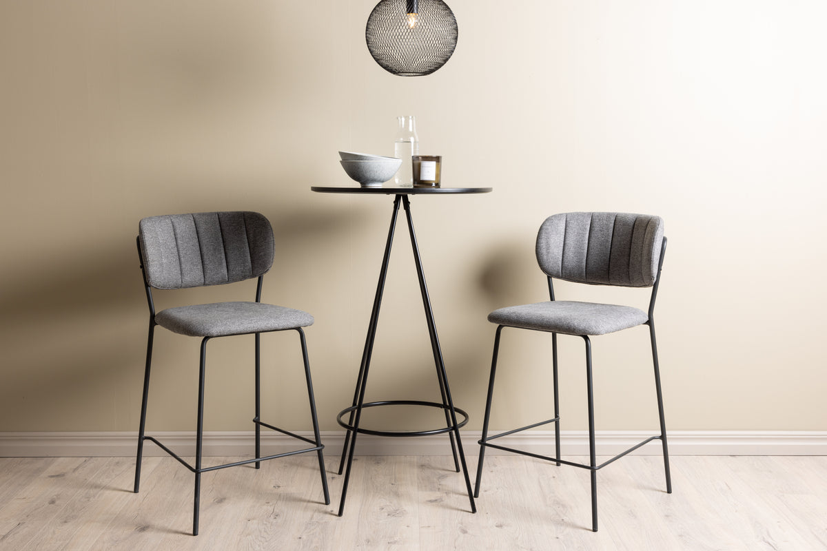 Bar Chair 2-pack Grey + Bar Table ø60 Black