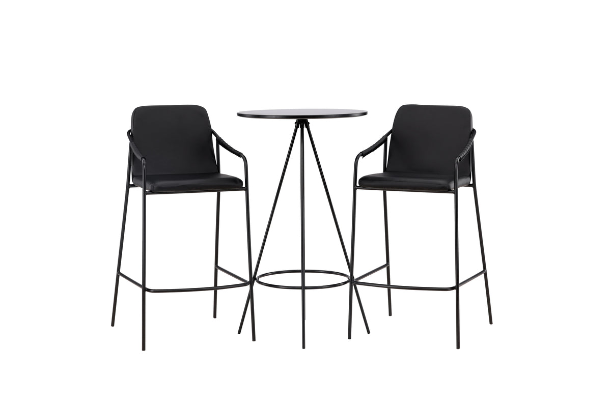 Bar Chair 2-pack Black + Bar Table ø60 Black