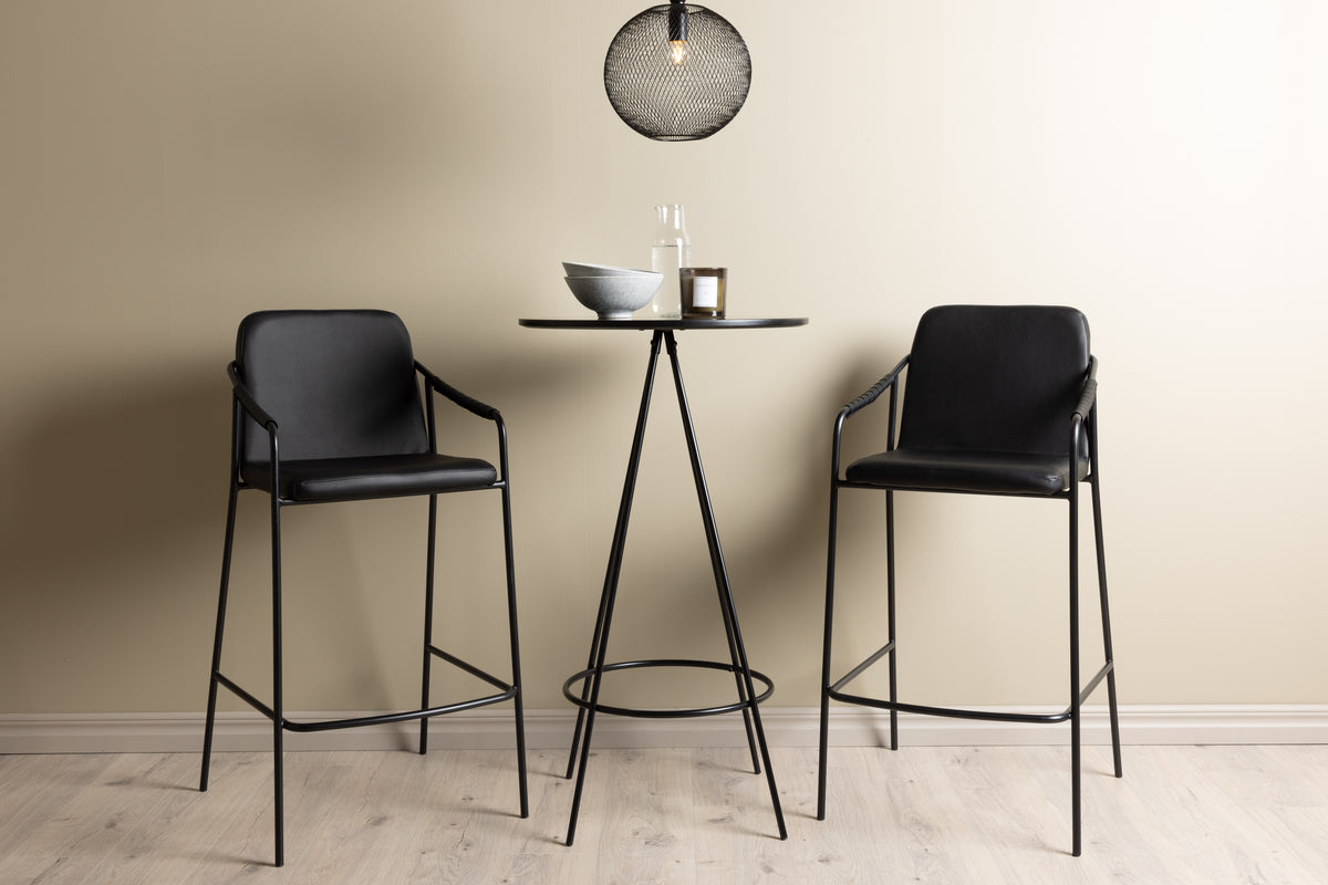 Bar Chair 2-pack Black + Bar Table ø60 Black