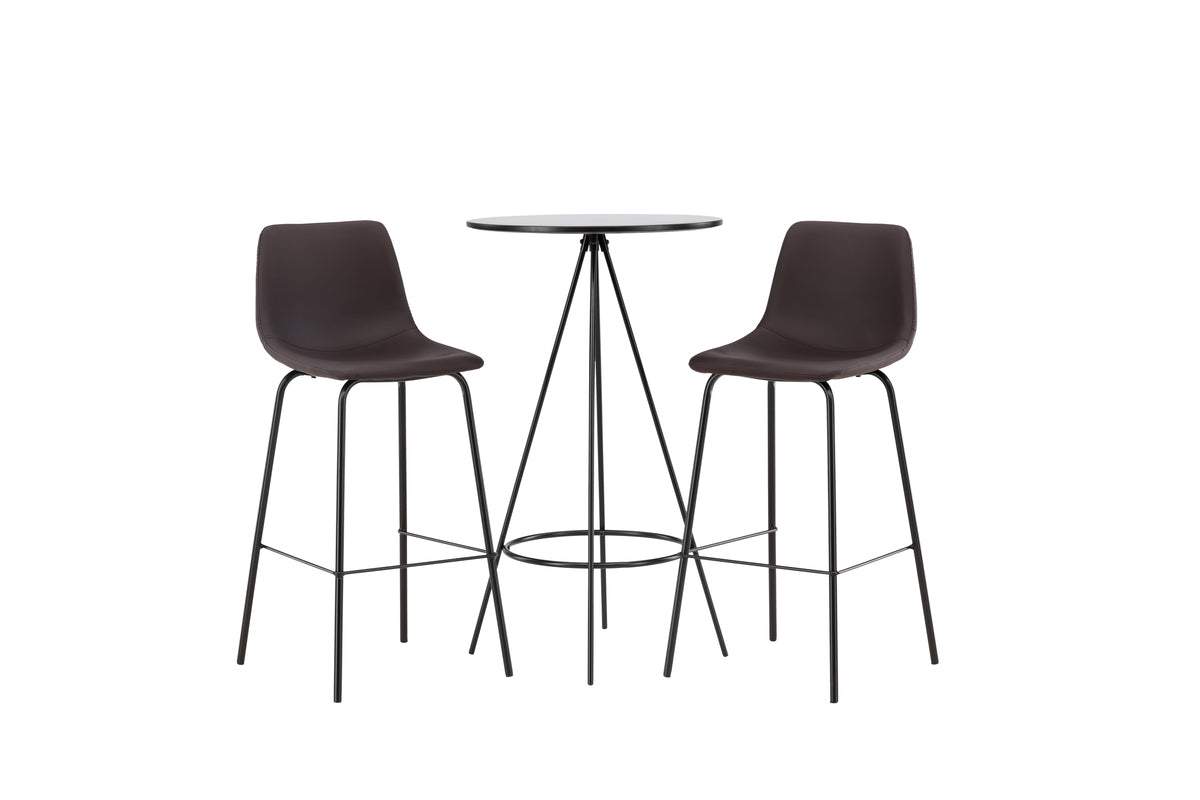 Bar Chair 2-pack Brown + Bar Table ø60 Black