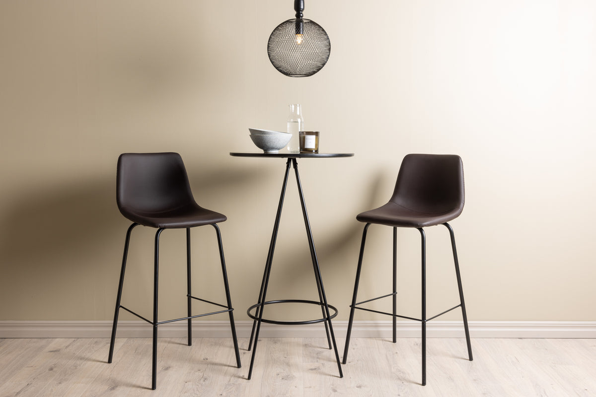 Bar Chair 2-pack Brown + Bar Table ø60 Black