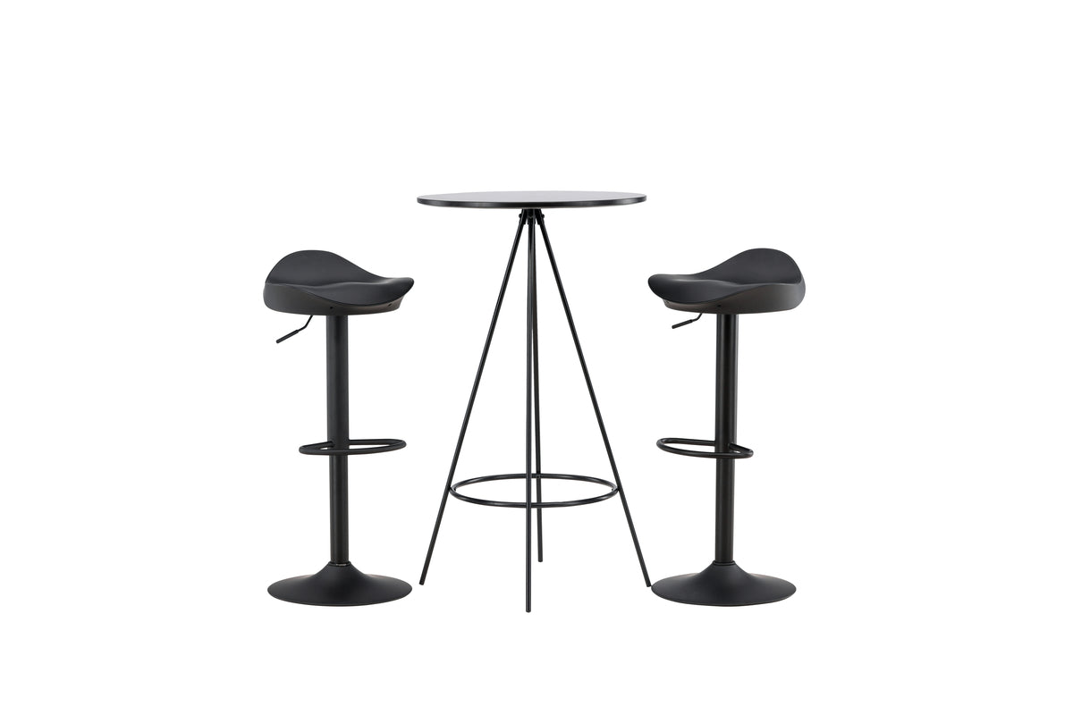 Bar Chair 2-pack Black + Bar Table ø60 Black