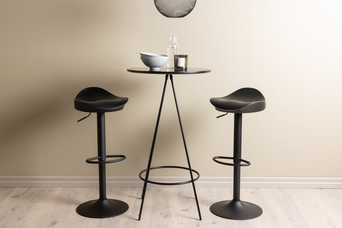 Bar Chair 2-pack Black + Bar Table ø60 Black