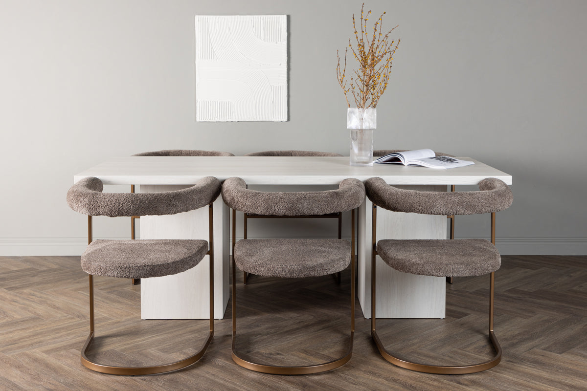 Dining Chair 2-pack Brown + Rectangular Dining Table 90 x 200 White