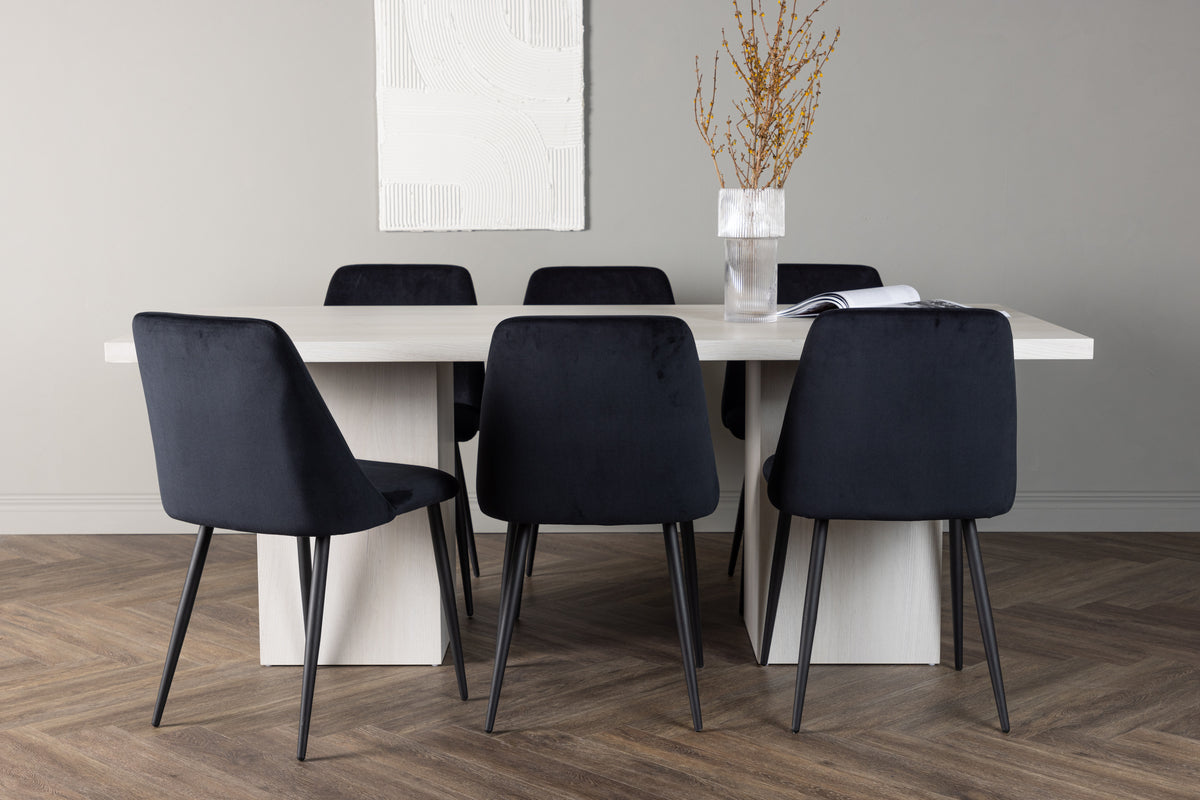 Dining Chair 2-pack Black + Rectangular Dining Table 90 x 200 White