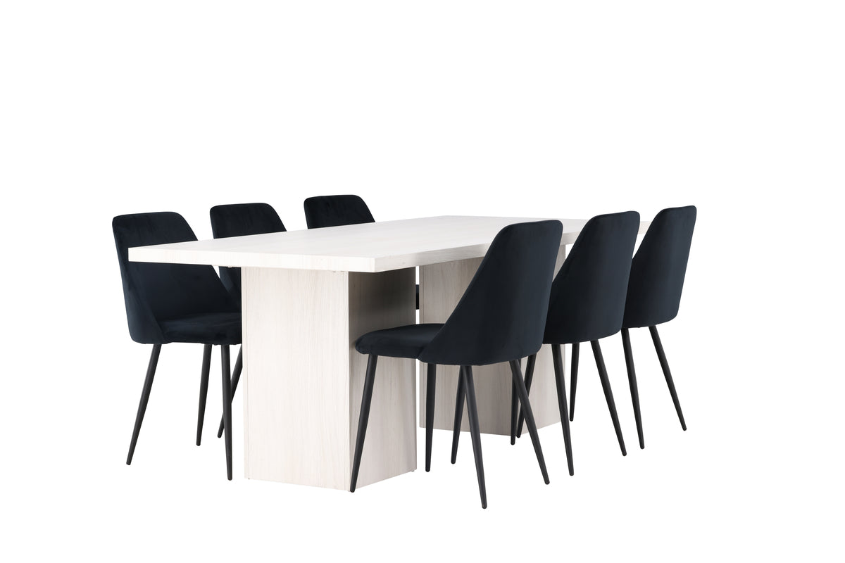 Dining Chair 2-pack Black + Rectangular Dining Table 90 x 200 White