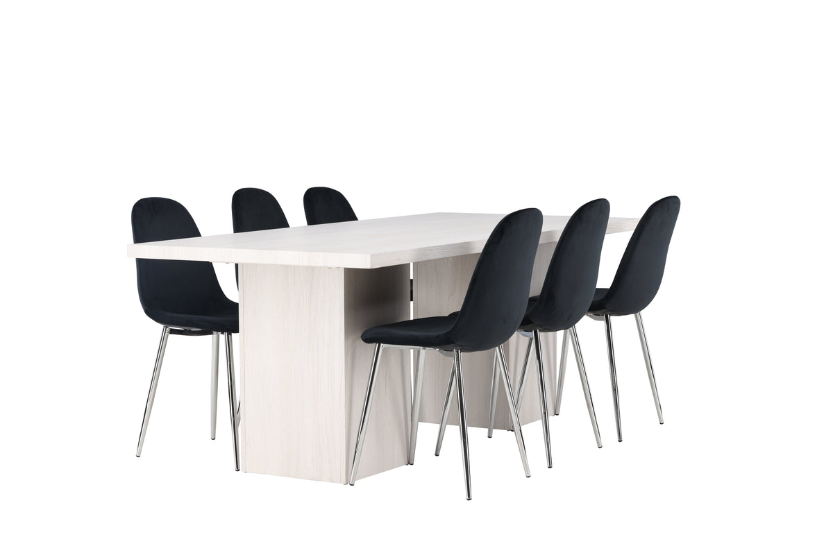 Dining Chair 2-pack Black + Rectangular Dining Table 90 x 200 White