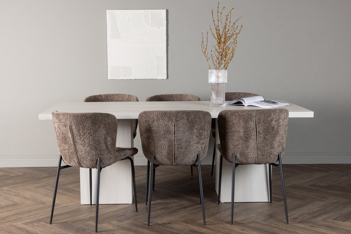 Dining Chair 2-pack Dark Grey + Rectangular Dining Table 90 x 200 White