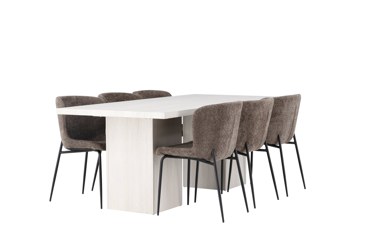 Dining Chair 2-pack Dark Grey + Rectangular Dining Table 90 x 200 White