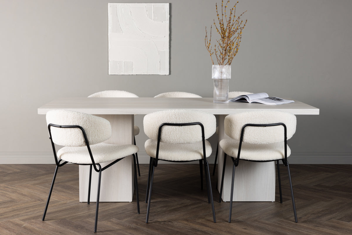 Dining Chair 2-pack White + Rectangular Dining Table 90 x 200 White