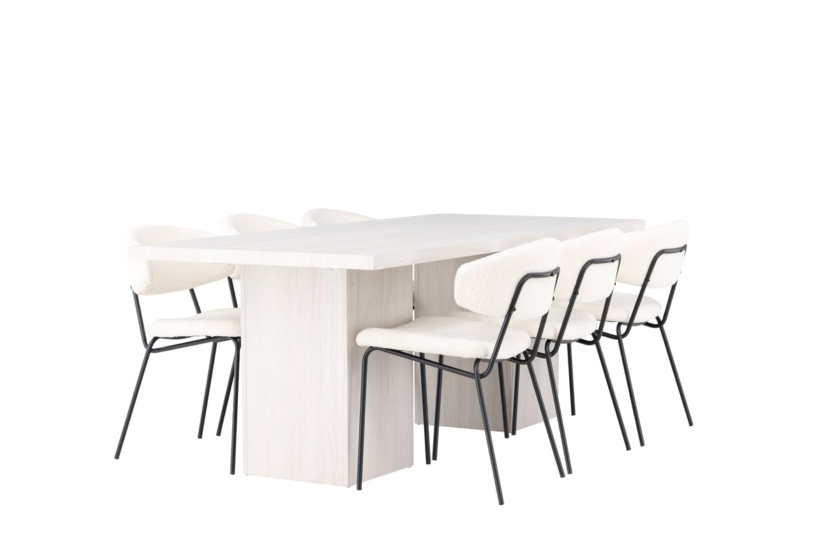 Dining Chair 2-pack White + Rectangular Dining Table 90 x 200 White