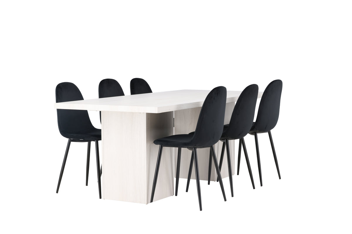 Dining Chair 2-pack Black + Rectangular Dining Table 90 x 200 White