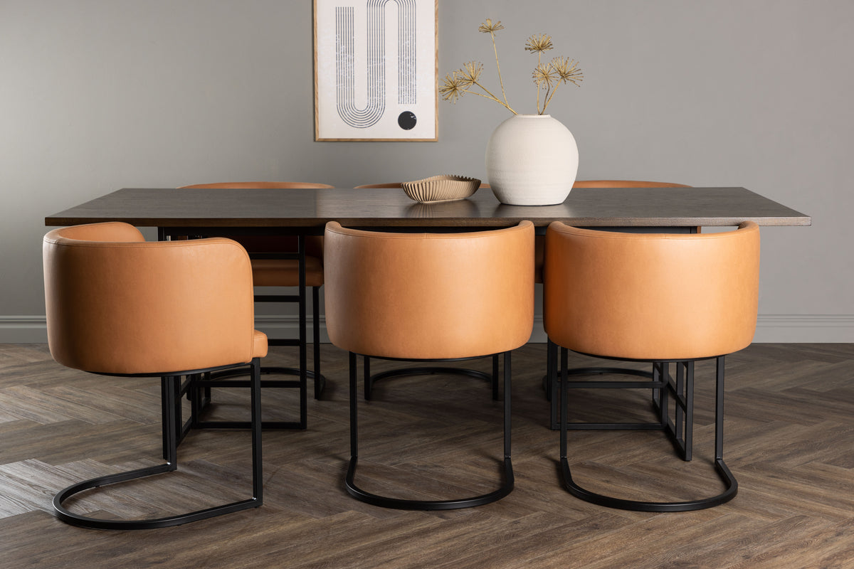 Dining Chair Brown + Rectangular Dining Table 100 x 220 Mocca