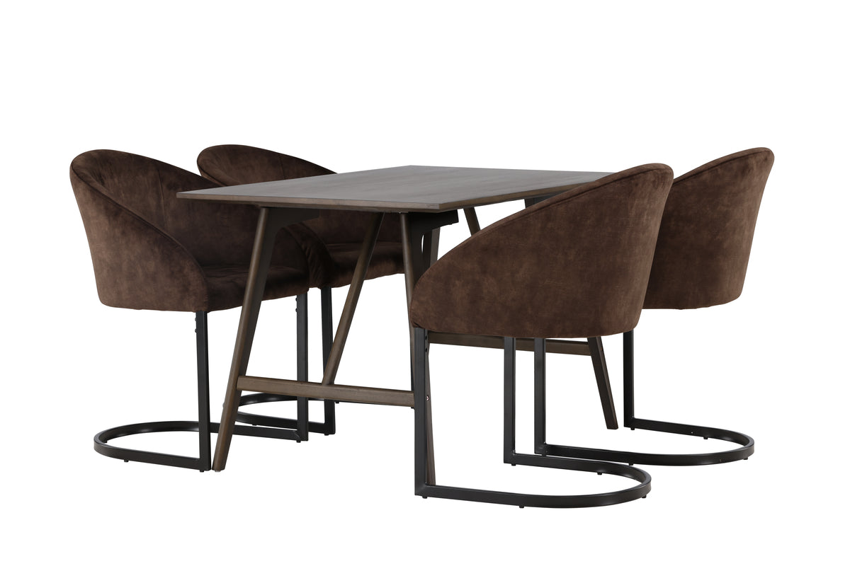 Rectangular Dining Table 80 x 120 Dark Brown + Dining Chair 2-pack Dark Brown